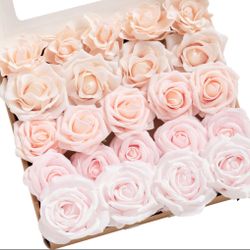 Ling's Moment Artificial Flowers Fake Silk Roses Faux Foam Gardenia Combo For DIY Wedding Bouquets Centerpieces Arrangements Bridal Shower Party Home 