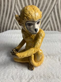Vintage porcelain glazed monkey sculpture figurine made in Italy