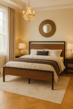 Queen bed Metal Platform Bed