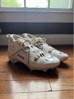 Nike Alpha Menace Pro 3 Football Cleats in color way White/Pure Platinum/Black