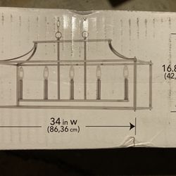 5 Light Linear Chandelier Brushed Nickel New