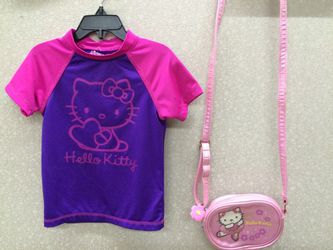 Hello Kitty purse & rash guard shirt, girls XS