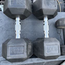 50lb hex rubber dumbbell set weights