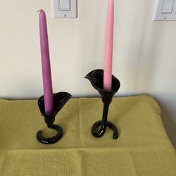 Black Calla Lily Candle Holders