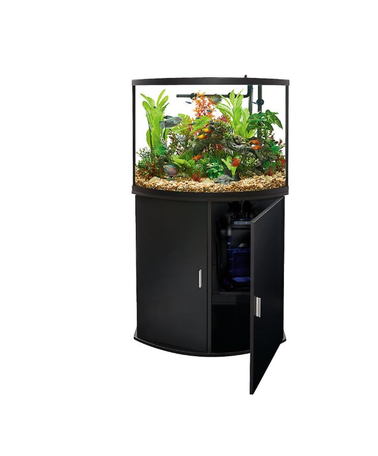 Water Filter And Top Fin Bowfront Aquarium & Stand Ensemble - 36 Gallon