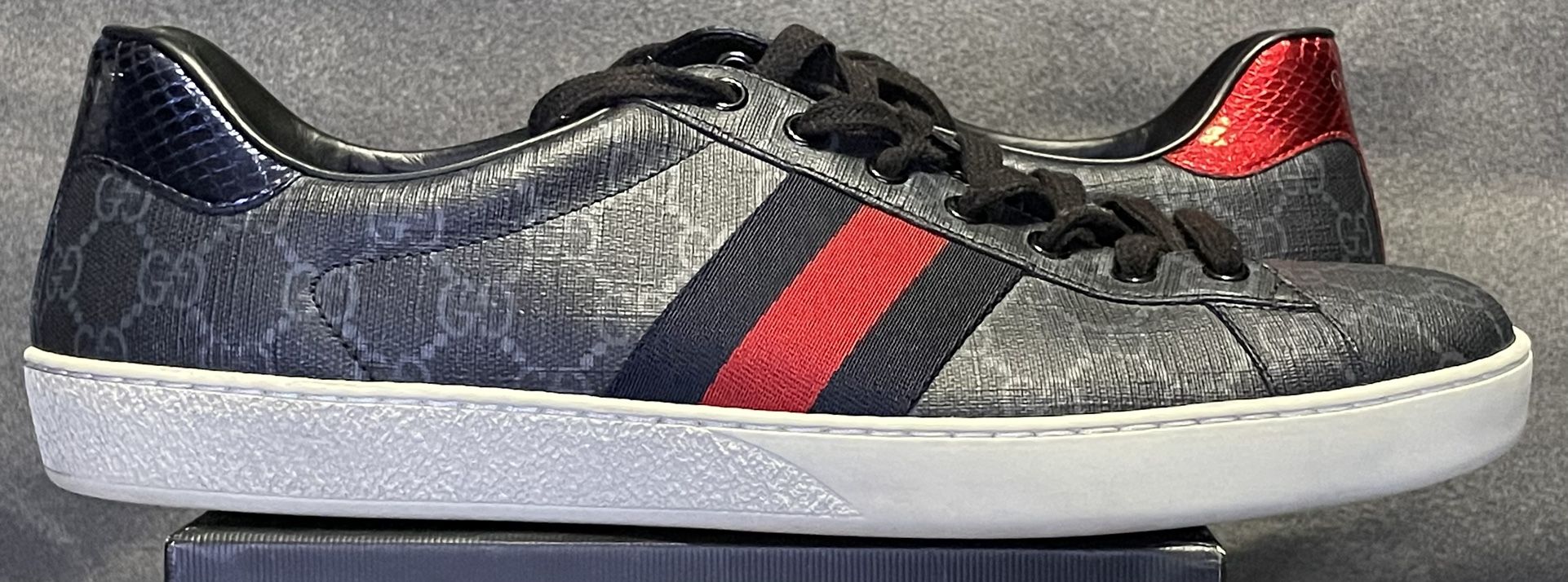Gucci Ace GG Supreme Canvas Low Top Casual Designer Sneakers 429445 Men Sz 11.5