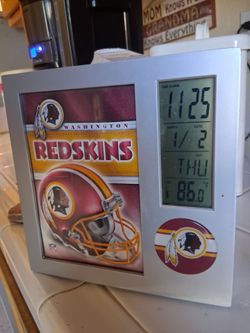 Vintage NFL Washington Redskins Digital Alarm Clock Picture Framed 7×7