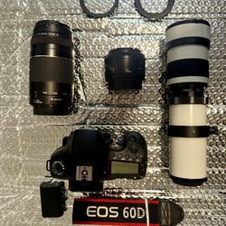 Canon DSLR + Lenses Bundle - 60D, 50 mm, 75-300 mm, Telephoto & Accessories- $850 (all Working) 