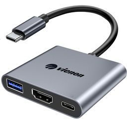 USB C to HDMI Multiport Adapter, USB C Hub with 4k HDMI+ USB 3.0 5Gbps + 100W PD Fast Charging Port, USB Type C to HDMI Converter for MacBook, iPad pr