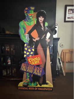 Vintage poster coors light Elvira Frankenstein cardboard Cutout Standee Mali-Boo Beach 1990's