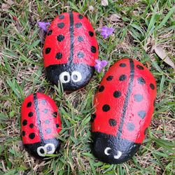 Ladybugs,  Painted River Rocks 