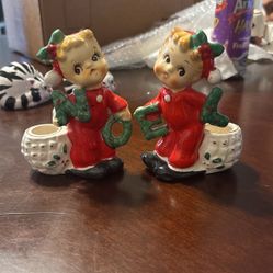 Vintage Christmas Children Candle Holder