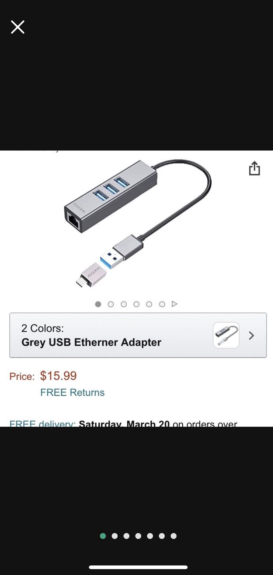 USB 3.0 Hub to Ethernet RJ45 LAN Adapter,ADOOMA Gigabit 1000Mbps USB C Ethernet Adapter for Chromebook,Tablets and Phones Grey