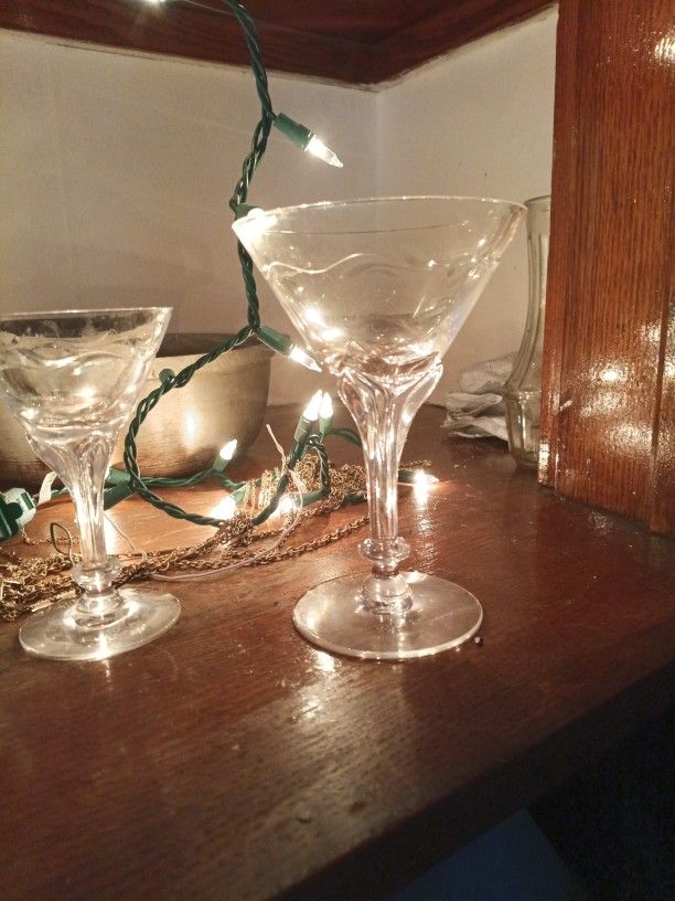Two Lenox Crystal Large Stem Champagne Glasse