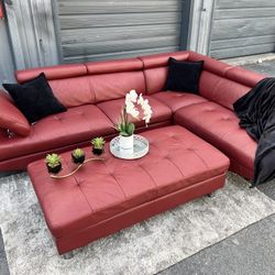 Sectional/couch/sofa, Red,80x108, Pickup In Tampa, Delivery Available 
