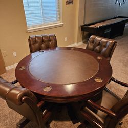 Poker Table With Leather Chairs