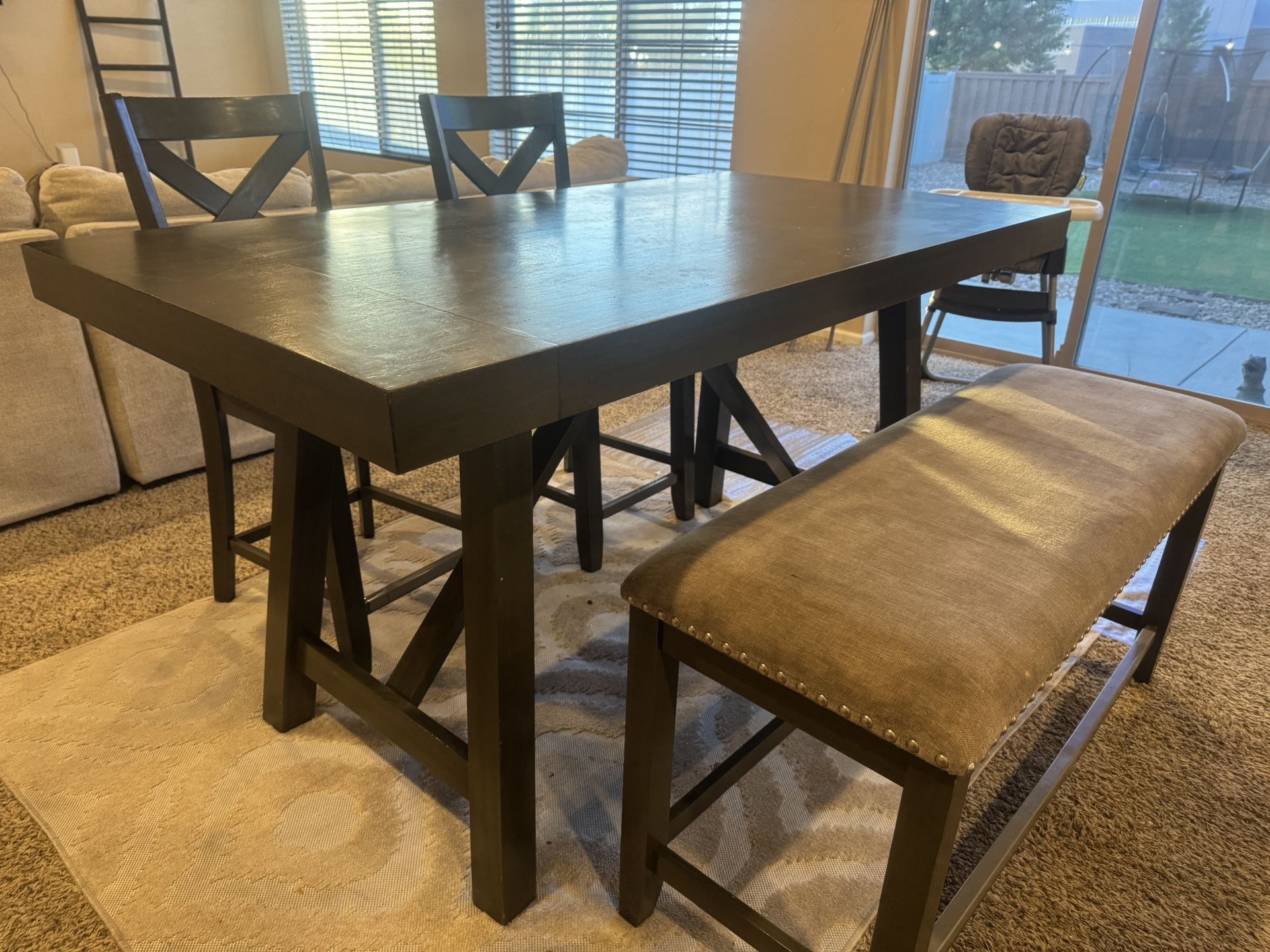 7 Seater Gray Wood Table