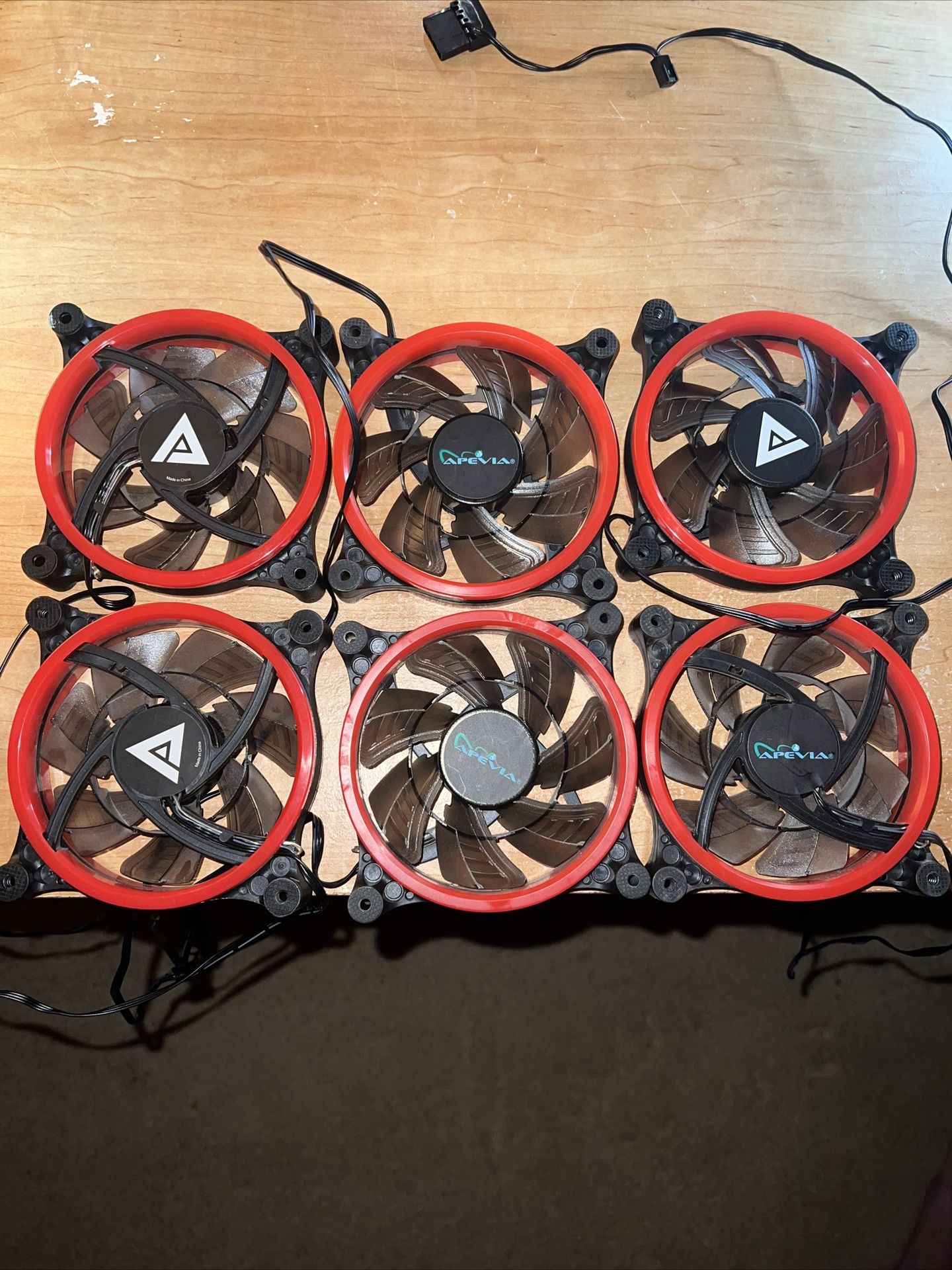 6x 120mm Apevia Red LED Case Fan