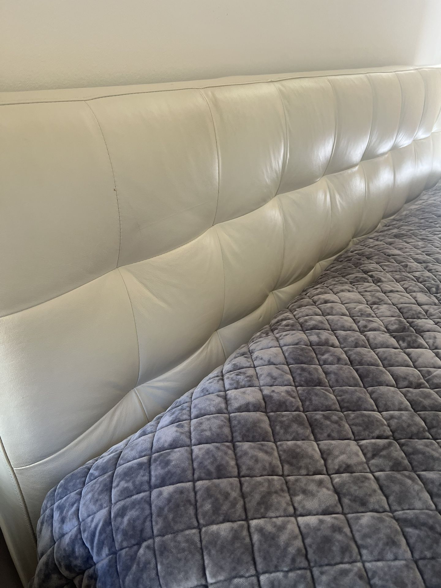 White Leather King Headboard