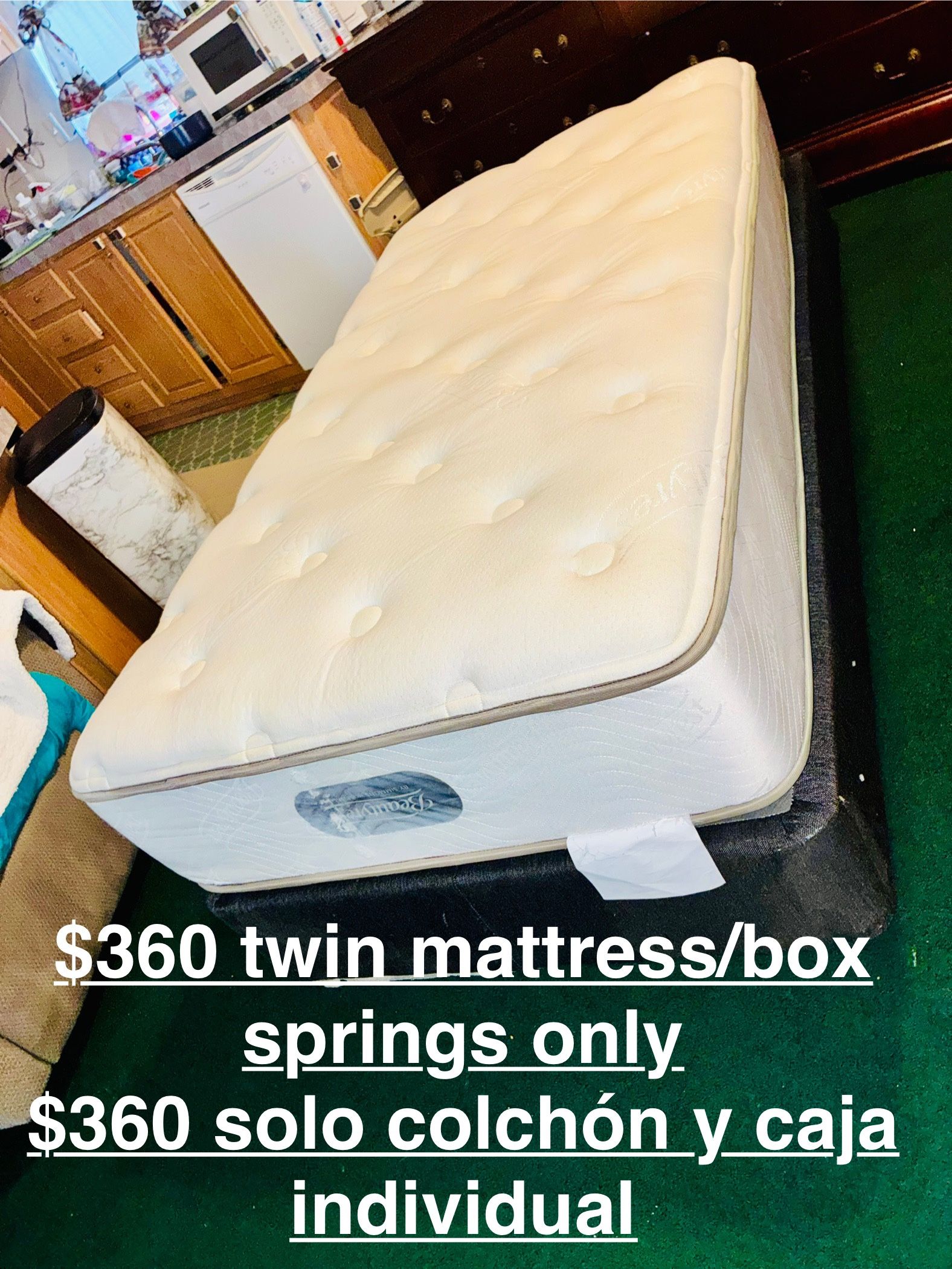 $280/$360–Twin mattresses and box springs (5 available) Metal frames are sold separately. ——(USED NOT NEW) for seriously interested people only messag