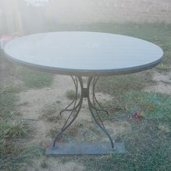 Outdoor Iron Table With Glass Top