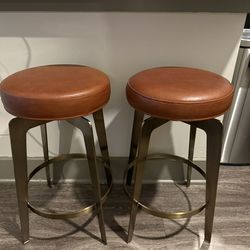 Set of 2 CB2 Hayden Round Counter Stool-Brown