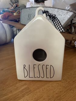 Rae Dunn blesses birdhouse