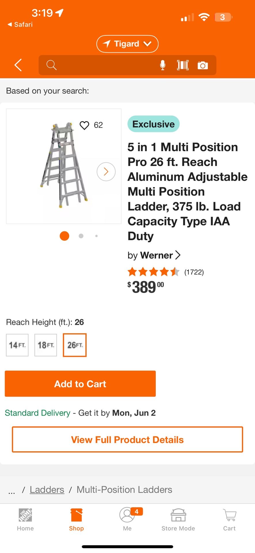 Werner 5 in 1 26’ Ladder
