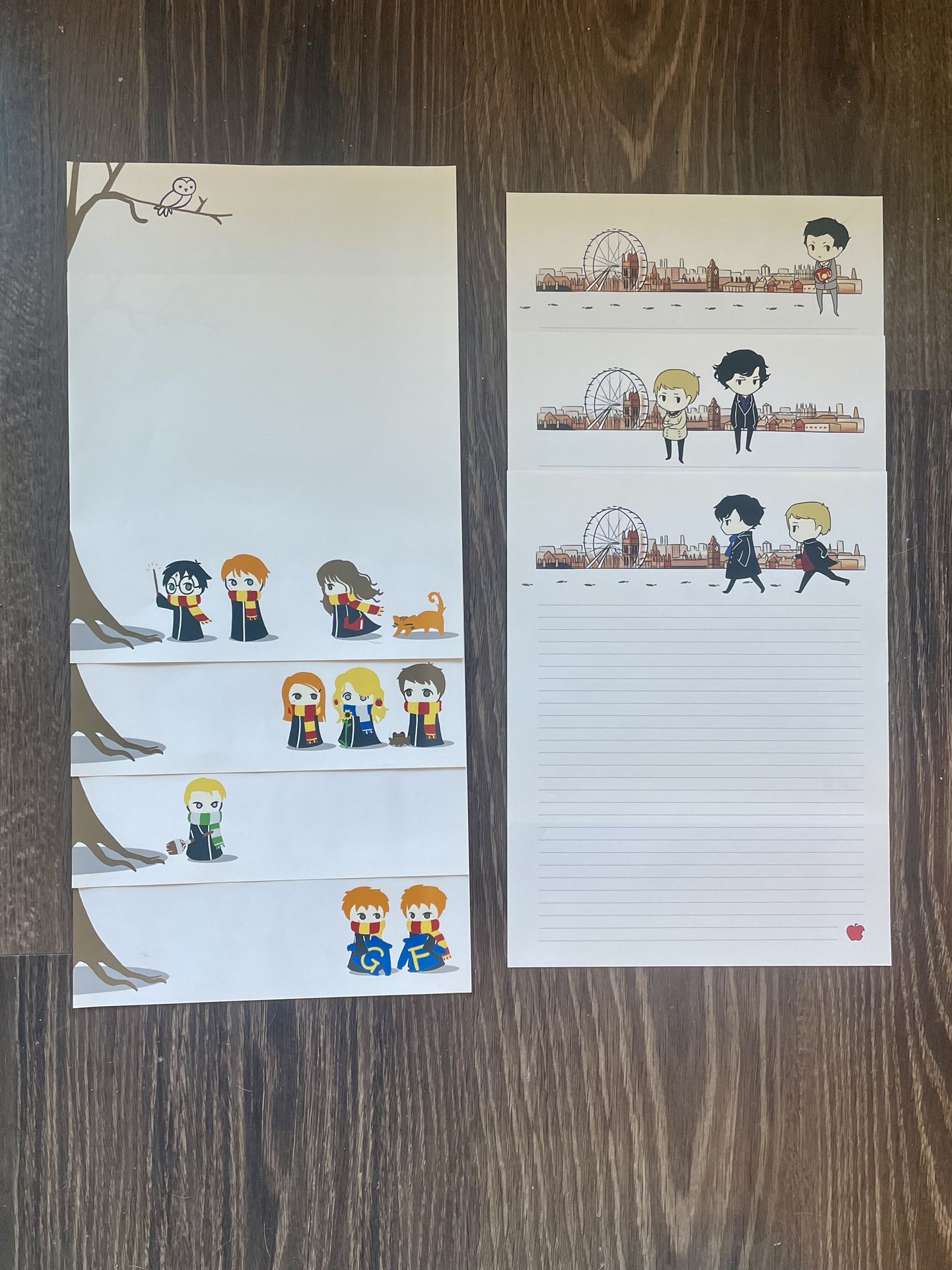 Harry Potter/Sherlock Stationary Set