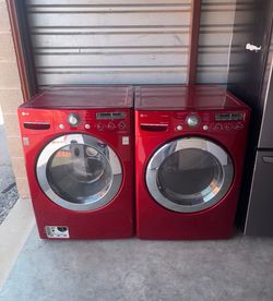 Red LG Washer And Electric Dryer Matching Set