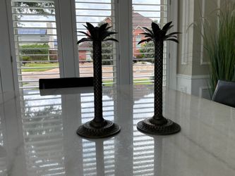 Candle Holders, Silver/Bronze, 13 inch Tall.