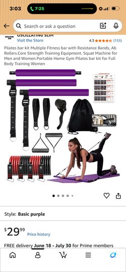 Pilates bar lit exercise system portable gym + gym bands