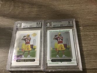 Aaron Rogers,football,rookie cards,topps chrome n reg.Beckett graded..$1000 for both..