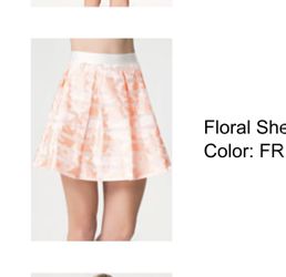 Bebe Sheer Stripe high waist Flare short Skirt, Size Small