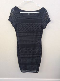 Banana Republic Navy Blue Knit Lace Short Sleeve Dress Size Medium