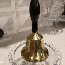 Brass hand bell with black wood handle 6.5” (incredible Condition!)