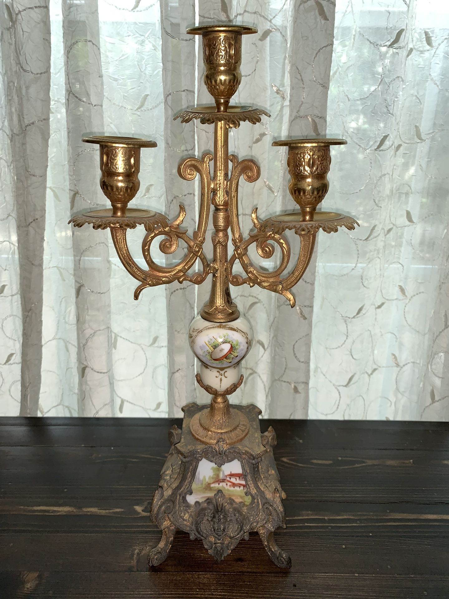 Vintage Gilt Bronze/porcelain French Candelabra 