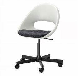IKEA LOBERGET / MALSKÄR Swivel chair + pad, white black/dark gray x2 $140 Retail