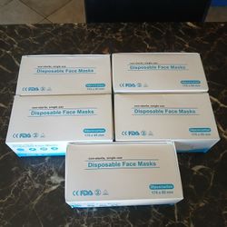 Disposable Face Mask. 5 Boxes.
