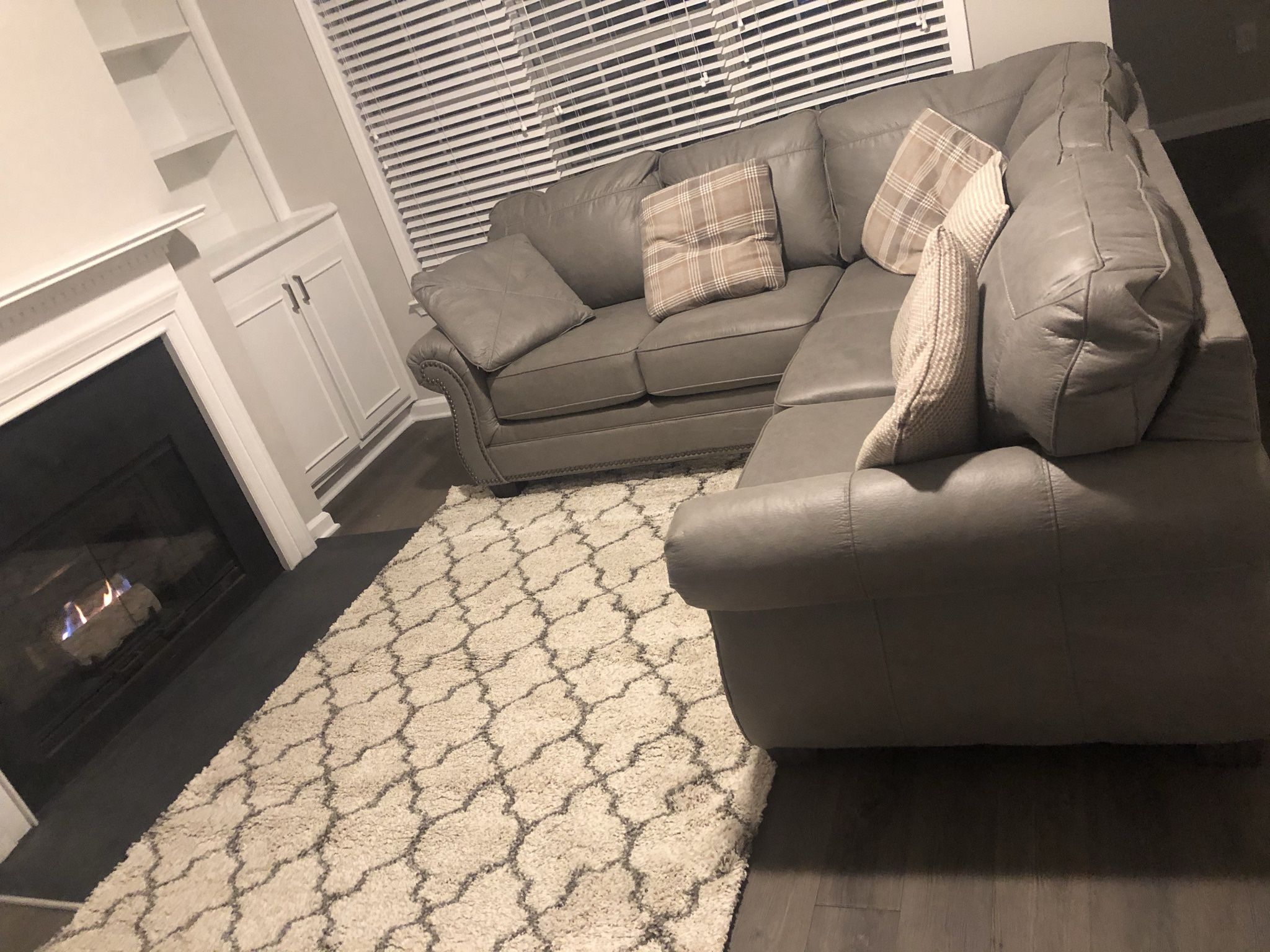 Gray Sectional Couch with Pillows