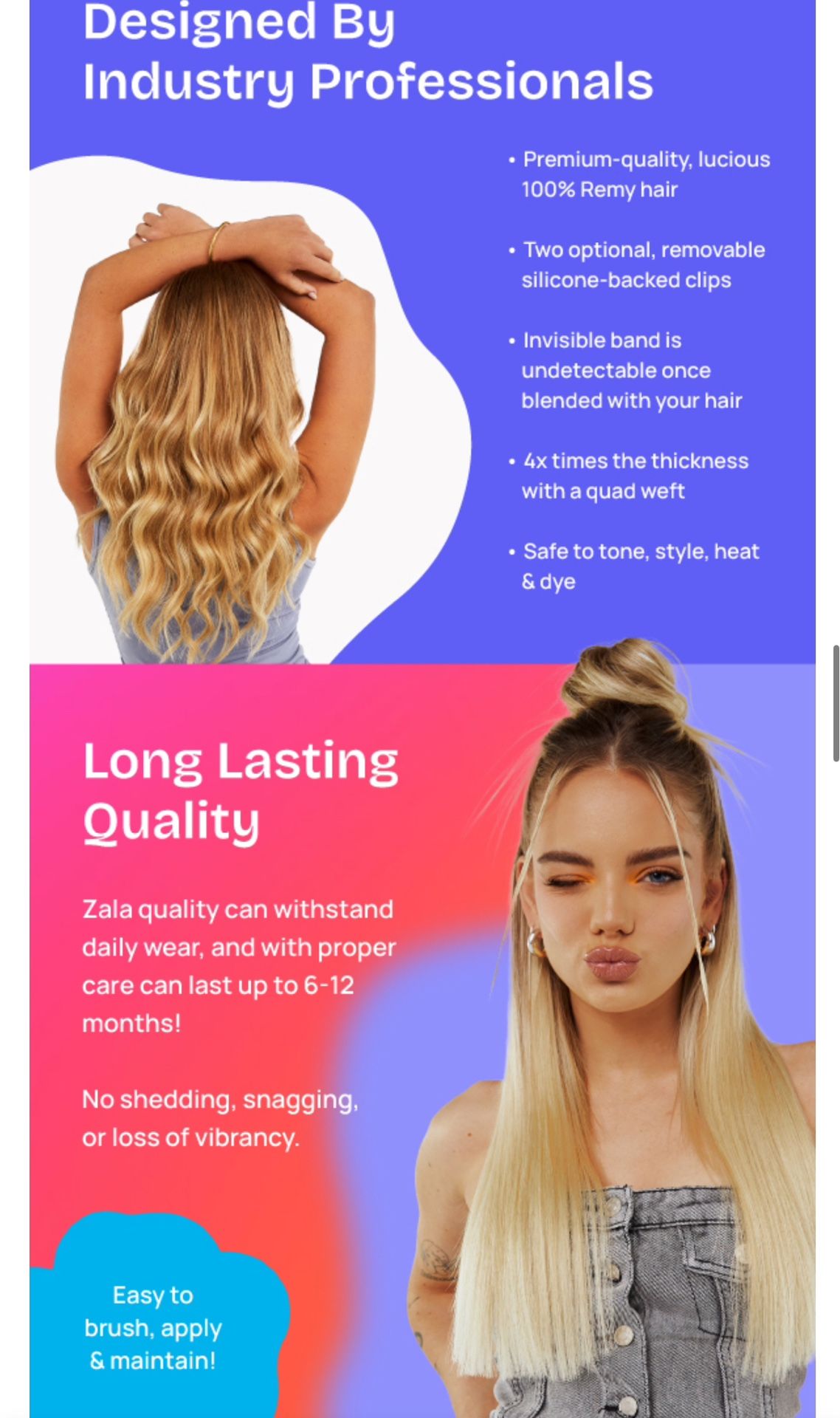 NEW/SEALED Zala Human Hair Halo Real Hair Extensions for Seamless