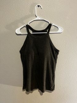Black Ribbed High Neck Tank Top