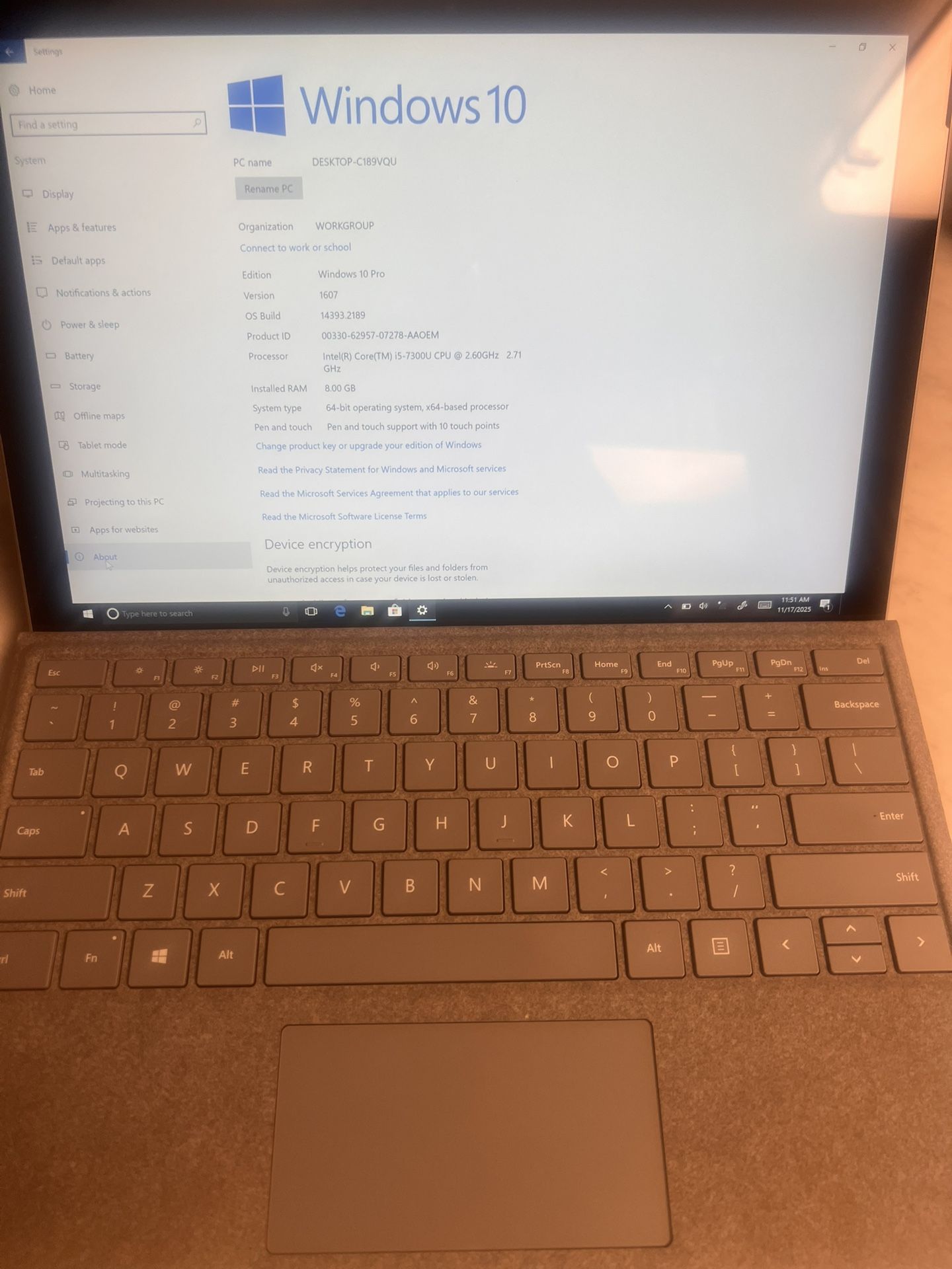 Microsoft Surface Pro 1796 8GB 256SSD 
