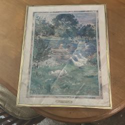 Girl In A Boat With Geese Picture Frame