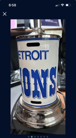 Vintage NFL Detroit Lions - Desk License Plate Lamp-Silver Base/ Frame- No Shade 13”T