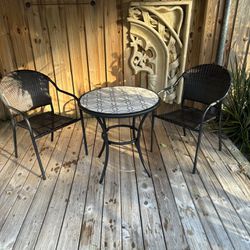 Bistro Stone Top Table / 2 Chairs 