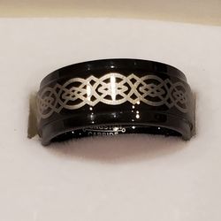 Tungsten Carbide Ring/ Band. Black And Gold. Size 6