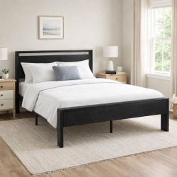 Queen Platform Bed Frame w/ Headboard – Heavy Duty (Open Box)