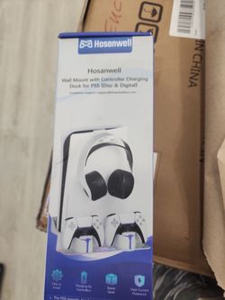 Hosanwell Storage PS5 wall mount with controller & charging dock