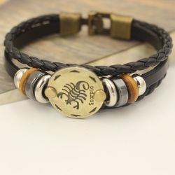 12 Constellations Multilayer Leather Bracelet, Scorpio